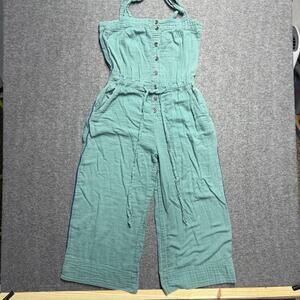 Sundry Jumpsuit Women's 2 Green Wide Leg Lightweight Cinch Waist Anthropology